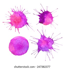 Collection of watercolor banners/ blots, isolated on white / Vector illustration