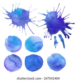 Collection of watercolor banners/ blots, isolated on white / Vector illustration