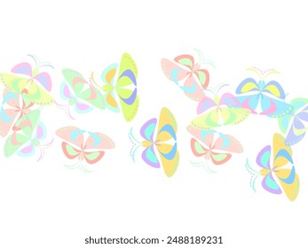 Collection of watercolor Butterfly on isolated white background.  Vector isolated decoration element from scattered silhouettes.