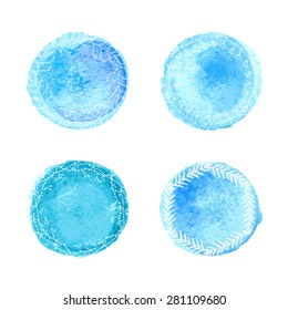 Collection of watercolor circles with flotal pattern