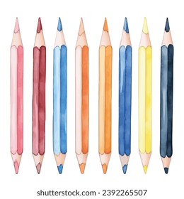 Collection of Watercolor Coloring Pencils Illustration