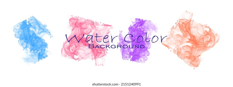a collection of watercolor elements, with different colors, red, purple, blue and orange