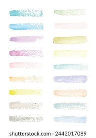 Collection of watercolor hand drawn background brushes. Vector stripe palette. Illustration gradient isolated on white background