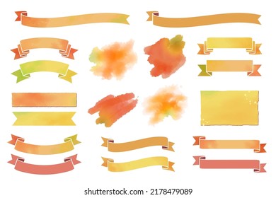 Collection of watercolor-like frames and banners  (Autumnal color tones)