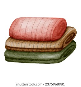 A collection of watercolor-style paintings depicting autumn camping scenes.