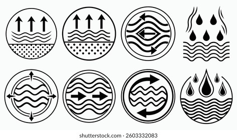 Collection of Waterproof and Breathable Material Icons