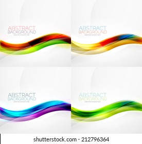 Collection of wave layouts - 4 colorful abstract hi-tech futuristic backgrounds
