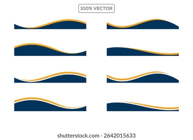 Collection of wave separator footers, modern dividers shapes vector design illustration element 