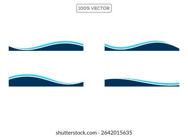 Collection of wave separator footers, modern dividers shapes vector design illustration