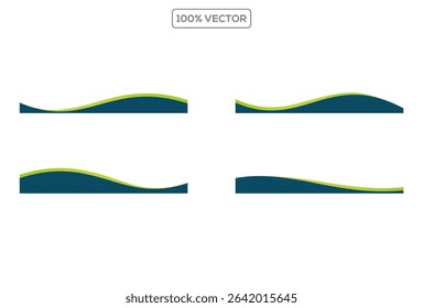 Collection of wave separator footers, modern dividers shapes vector design illustration stock
