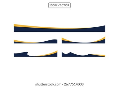 Collection of wave  yellow blue separator footers, modern dividers shapes vector design illustration element template
