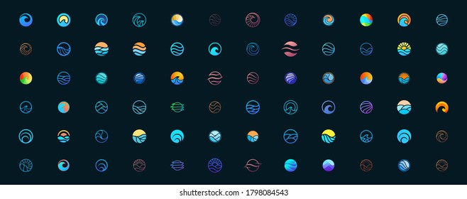 A Collection Of Wavy Circle Logo Designs, For Business Logo Templates