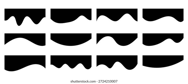 Colección de borde decorativo ondulado para el Diseño web.  Colección de líneas de curva de elemento de diseño abstracto para el Sitio web de página superior e inferior. Ilustración vectorial moderna de fondo en eps10.