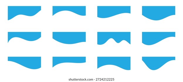 Collection of wavy decorative border for web design.  Modern separator header for website and app. Curve, wave line  collection of abstract design.