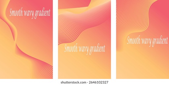 Collection Of Wavy Line Abstract Background with Sunset Glow Gradient – Modern Summer Design.