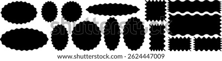 A collection of wavy rectangular and oval shapes resembling stamps and badges. Great for branding and labeling designs. Vector EPS 10