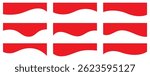 Collection of wavy Red decorative border for web design element vector. Website divider border vector illustration. Collection of dividers shape red templates.Red curve top headline. banner header 