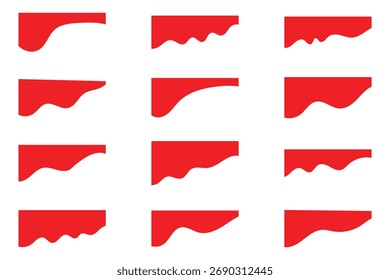 Collection of wavy Red decorative border for web design element vector. Website divider border vector illustration. eps 10