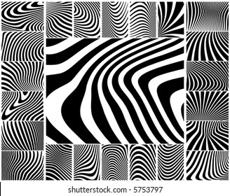 Collection of wavy zebra-like vector stripe patterns