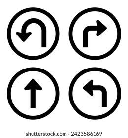 Collection of way sign outlined , Road navigation arrows, direction mark, crossroad symbol, arrow set vector illustration.