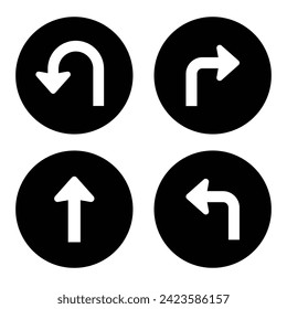 Collection of way sign, Road navigation arrows, direction mark, crossroad symbol, arrow set vector illustration.