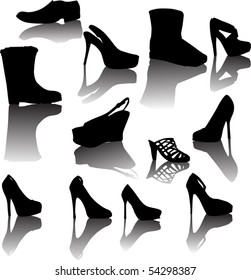 collection of wears silhouettes isolated on white background