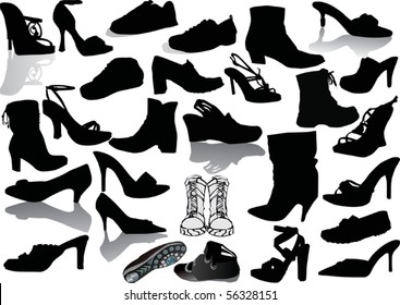 collection of wears silhouettes isolated on white background