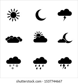 Collection of weather icons. Flat design. Vector illustration.
