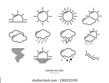 Collection of weather  line icons