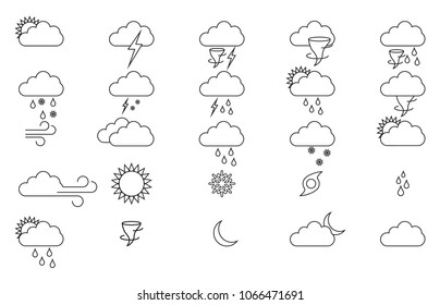 Collection of weather line icons. Vector