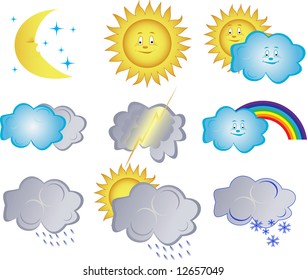 Collection èêîíîê with the weather phenomena