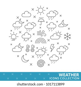 Collection of weather thin line icons. Vector eps10