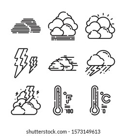 Collection of weather thin line icons