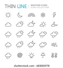 Collection of weather thin line icons