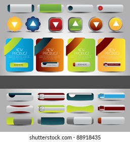 collection of web banner with stylized button set