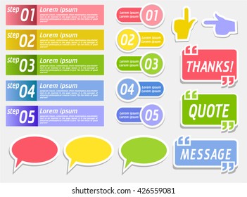 Collection for web. Banner collection. Text Box Templates. Colorful paper bubble for speech. Dialog box.