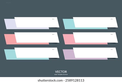 Collection of web banners for website design in Soft UI colors. Stylish horizontal banner templates