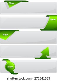 Collection web button with green ribbon. Vector illustration