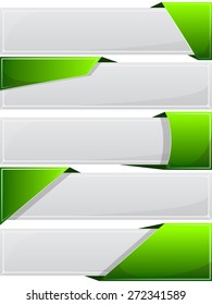 Collection web button with green ribbon. Vector illustration