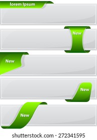 Collection web button with green ribbon. Vector illustration