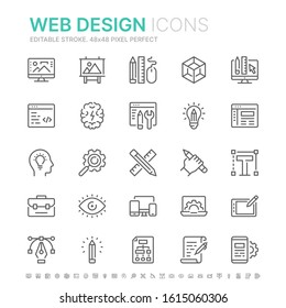 Collection of web design and development related line icons. 48x48 Pixel Perfect. Editable stroke