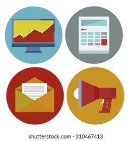 collection of web design objects, business, office and marketing items