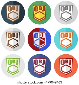 Collection of web development flat icons. Nine isolated round vector icons on white background.