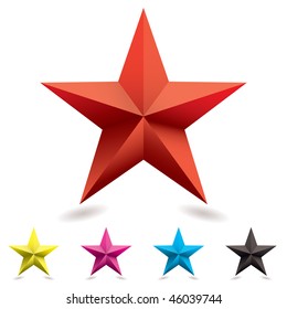Collection of web icons in star shape with cmyk colors