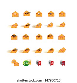 Collection of web icons which can use mainly used to represent digital information, email, message, and data of an information technology