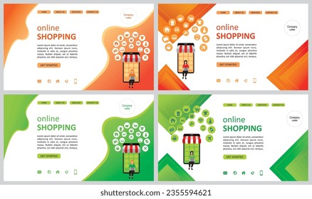 Collection of web page design templates for online shopping, digital marketing. Modern vector illustration concept for website and mobile site development.