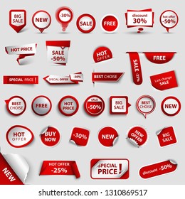 Collection of web pointers for shopping in red design