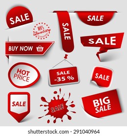 Collection web red pointers labels for shopping