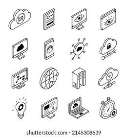 Colección de iconos isométricos de servicios web 

