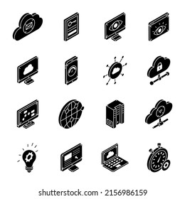 Collection of Web Services Isometric Icons 

